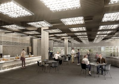 Imagen renderizada de un ejemplo de la cafeteria